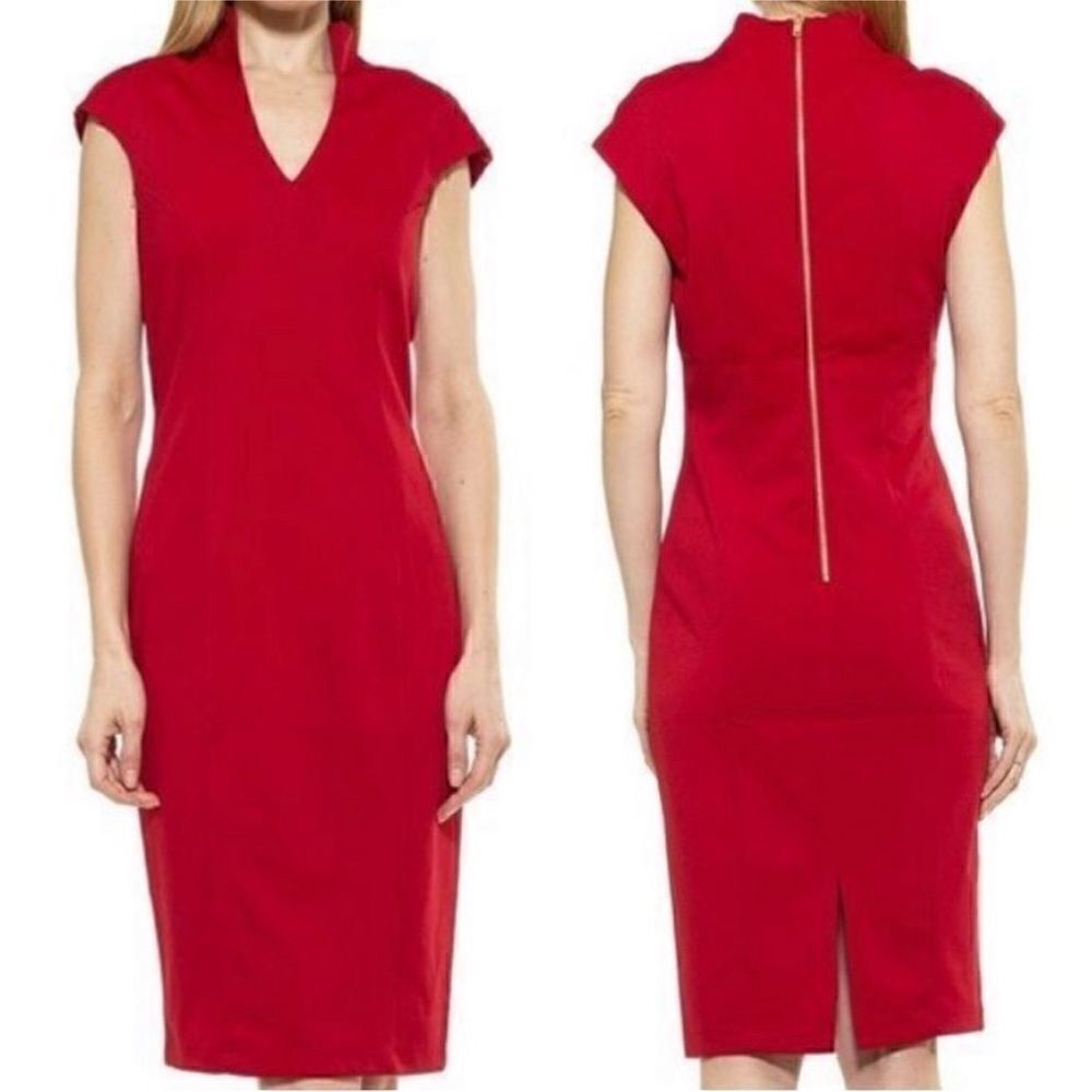 Alexia Admor NWT Katrina Splitneck Midi Sheath Dress Red Size S $245